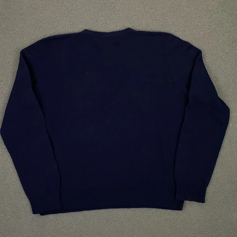 Vintage Polo Ralph Lauren Sweater Mens XL Blue Lambswool V-Neck Pullover Pony